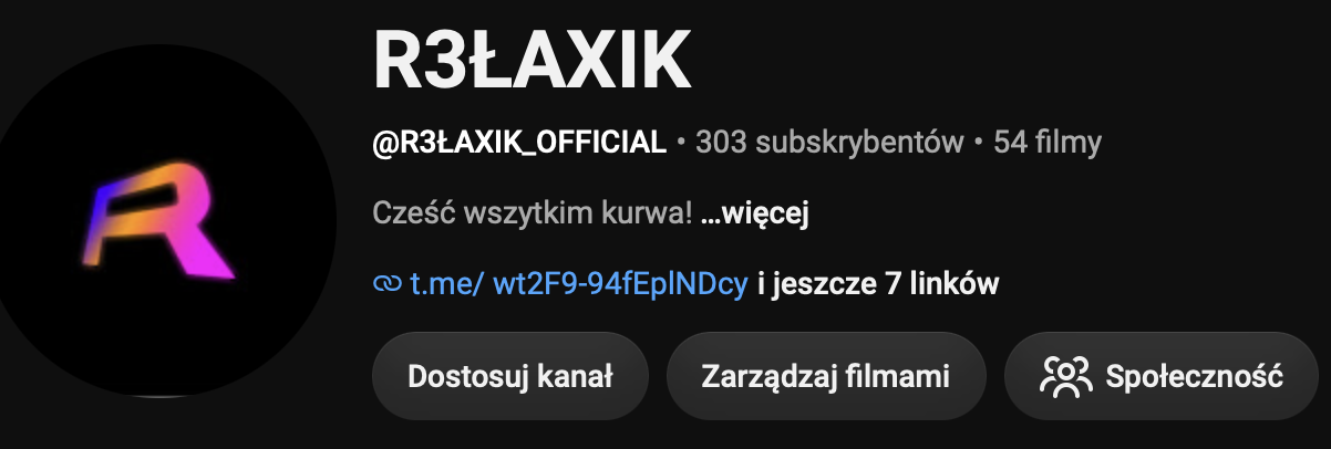 R3ŁAXIK — канал на YouTube